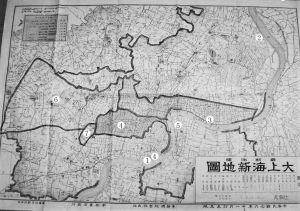 图1 1937年上海自来水公司给水区域（地图）