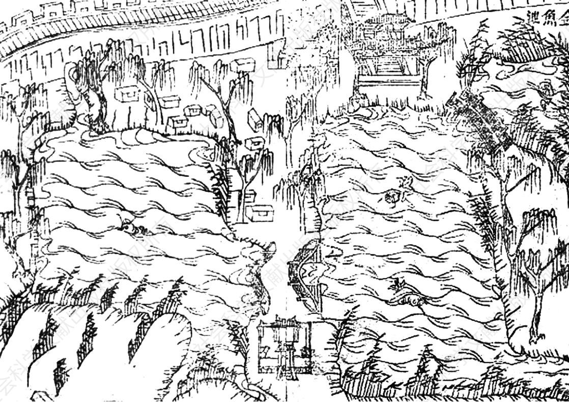 图1 光绪《浑源州续志》中的金鱼池景观
