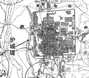 图5 民国太原城城外西侧之护城堤走向