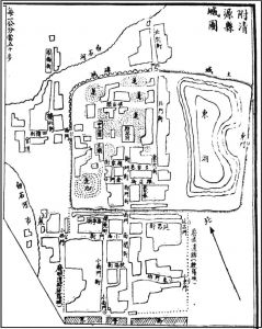 图8 民国时期清源城内东湖与莲花池的空间布局