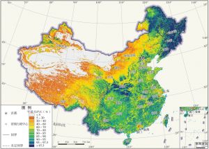 图5 2018年中国年最大植被覆盖度分布