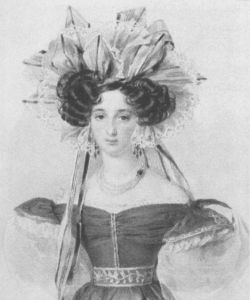 彼得·费奥德罗维奇·索科洛夫（Pyotr Fyodorovich Sokolov）为伊丽莎白·沃龙佐夫伯爵夫人作的画像（1823）。莫斯科特罗皮宁（Tropinin）及其同时代者博物馆/布里奇曼艺术图书馆供图