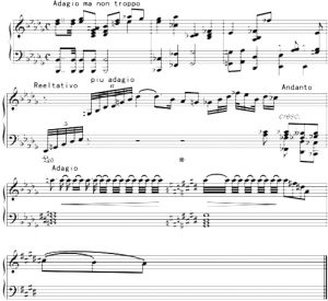 谱例六 《A大调第28钢琴奏鸣曲》，作品110号，慢板乐章