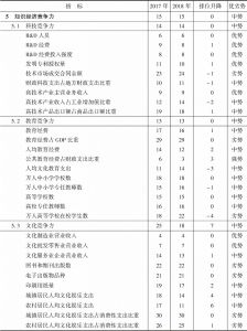 表13-9 2017～2018年福建省知识经济竞争力指标组排位及变化趋势