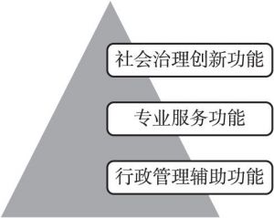 图4 枢纽型社会组织的金字塔阶梯式功能模型
