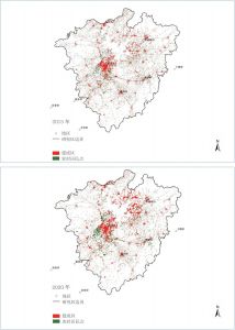 等级型情景的城市化进程（2015年和2020年）