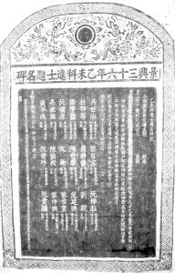 景兴三十六年（1775）阮嘉璠（阮世历）、吴时任、潘辉益进士题名碑拓片
