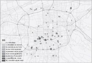 图12-2 西安市文创空间总体布局核密度分析