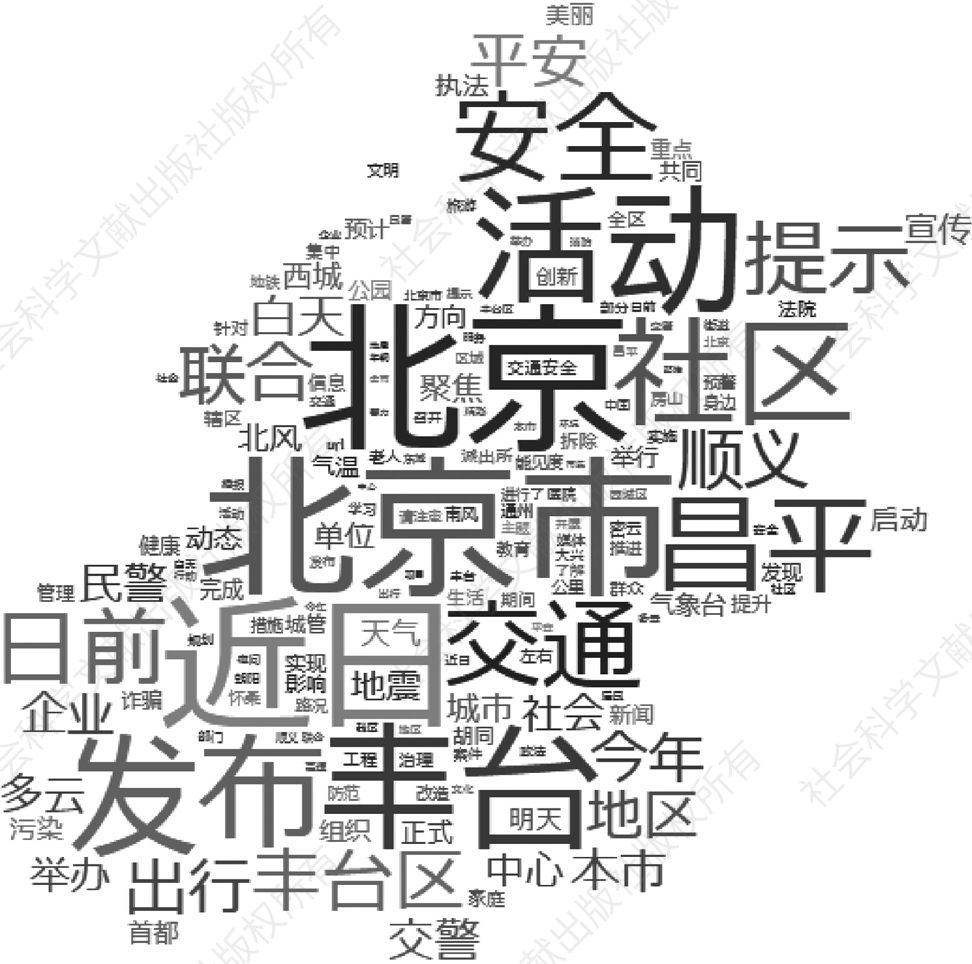 图7 微博空间内北京官方账号发布内容词频