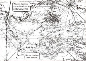 地图2 1787～1788年间英国东印度公司“沃伦哈斯丁号”沿菲律宾群岛东部驶往中国的航海图