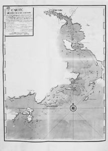 图3 弗罗热《法船首航中国报告》之《广州水道图》，葡萄牙阿儒达图书馆藏
