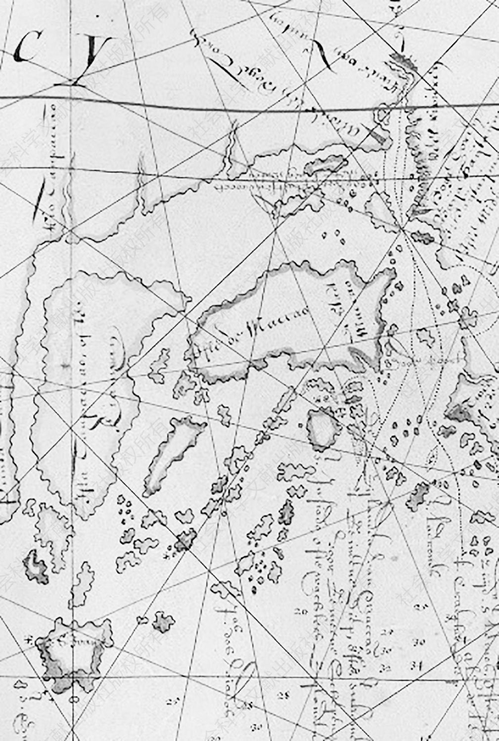 图4 荷兰东印度公司布劳所绘华南沿海图局部，1677年