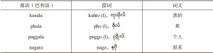 表2 缅语巴利语借词的语音及形态变化（第二类）
