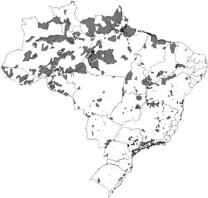图1 巴西全国自然保护区分布