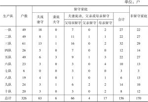 表7-1 李村农业家庭流动与留守情况统计