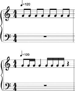 图3 相同音符但旋律不同的情况