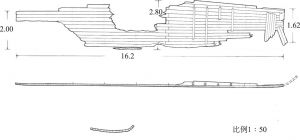 图3 聊城元代沉船残骸平、剖面（单位：米）