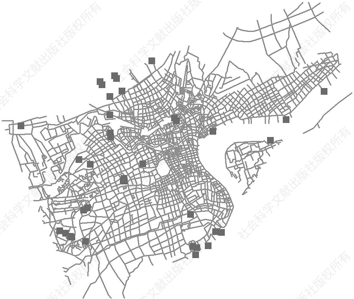 图2 1937年上海街道网络系统