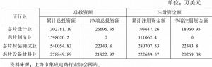 表2 2019年上海芯片产业各子行业总投资额和注册资金额情况