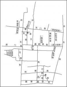 图3-2 明代山阳旧城街巷空间分布图