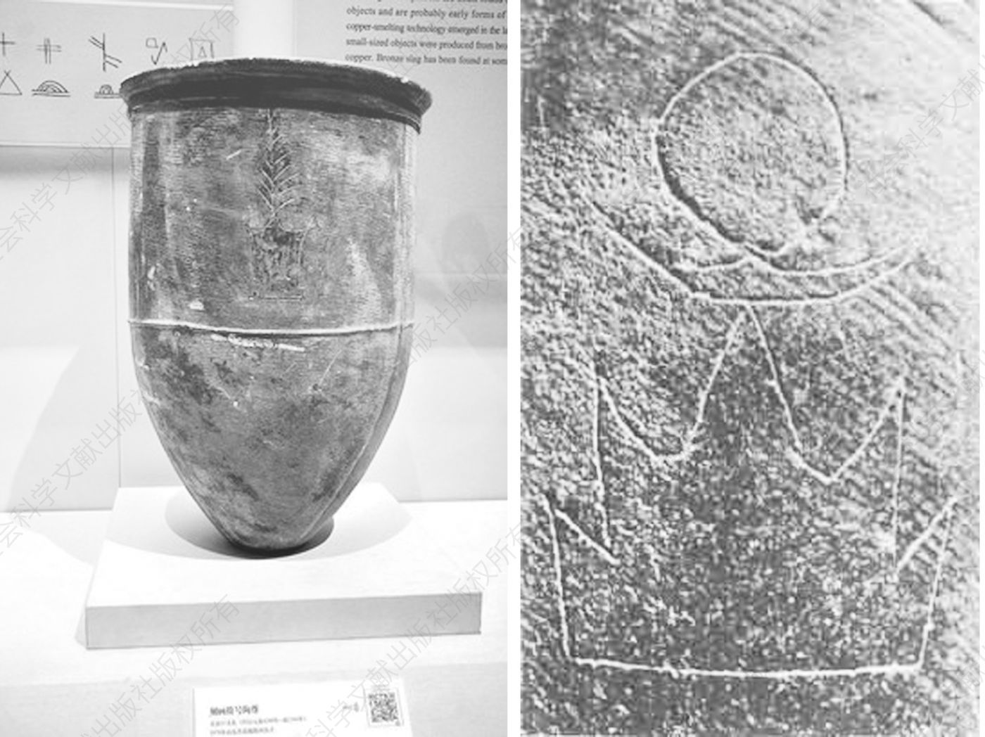 图1 大汶口文化（距今6500～4500年）遗址中出土的原始陶尊和陶尊上的符号（文字）