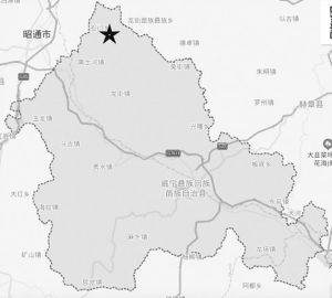 图1-1 新龙村（★）的地理位置及自然村落分布