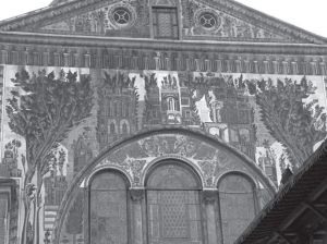 图3 叙利亚大马士革倭马亚大清真寺内的马赛克装饰，8世纪