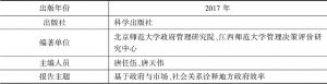 表2-7 《2017中国地方政府效率研究报告》基本信息