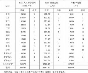 表8 2018年长江经济带沿线11省市高技术制造业创新指标