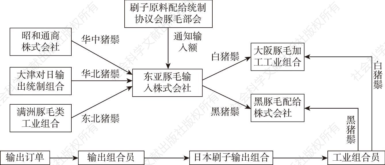 图1 日本国内中国猪鬃配给机构图