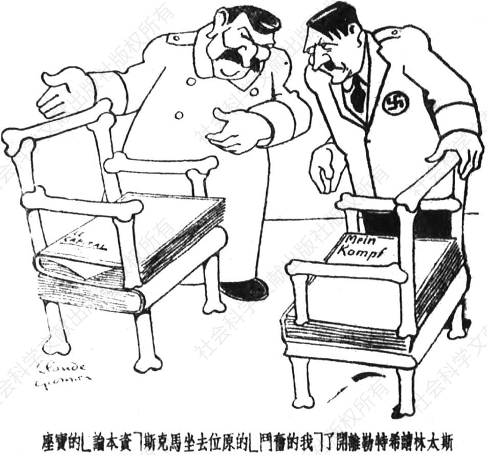 图1 《国际周报》（香港）刊载的关于希特勒和斯大林的漫画
