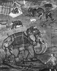 莫卧儿王朝时代描写大象的绘画