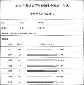 图4 海南省高考成绩分析报告样例