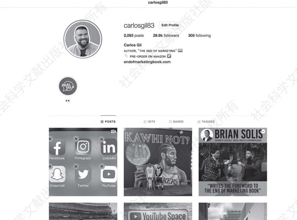 图10-1 卡洛斯·吉尔的Instagram主页