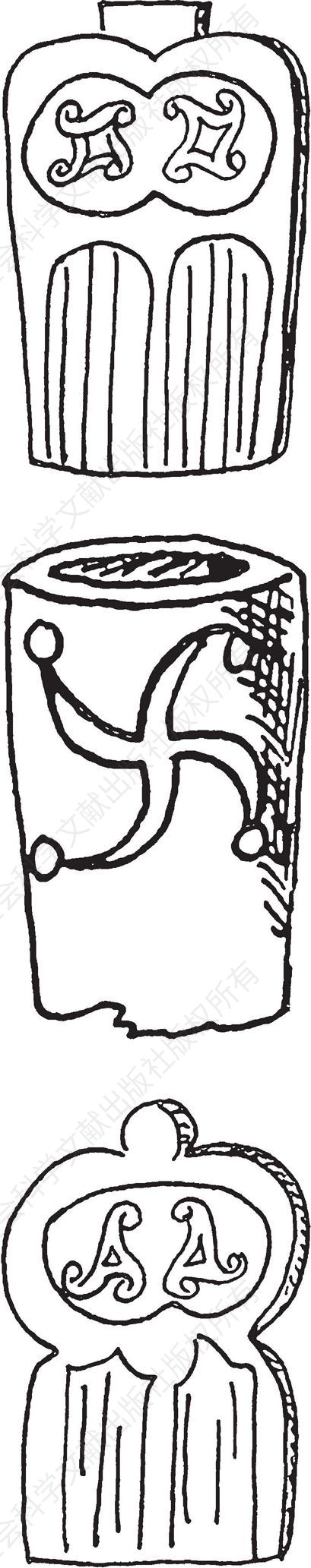 维京人使用的剑柄上刻有不同变体的万字符号