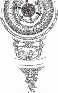里尔歌剧院穹顶环绕着希腊式万字希腊回纹装饰带。17世纪。里尔