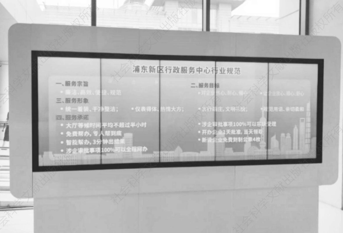 图13 浦东新区政务中心公示行业规范和承诺
