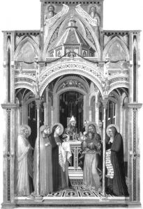 图30 安布罗乔·洛伦泽蒂：《圣殿献主》，1342年，板上坦培拉，257cm×168cm，佛罗伦萨乌菲齐美术馆