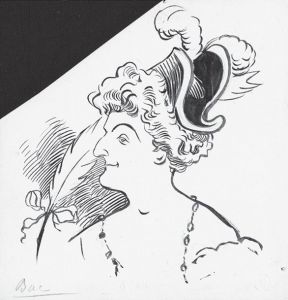 洛尔开玩笑说自己像意大利即兴喜剧中那位长着鹰钩鼻的小丑普尔奇内拉，有时还在化装舞会中扮演这个角色。这幅素描是由拿破仑一世的侄孙费迪南·巴克（Ferdinand Bac）所画