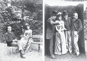 阿莱维家庭相册中的另外几张照片：（左）斯特劳斯与热纳维耶芙坐在前面，布朗热-卡韦站在后面；（右）阿斯、热纳维耶芙、布朗热-卡韦和斯特劳斯