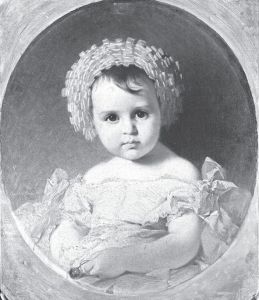 爱德华·迪比夫：《孩童时期的比才-斯特劳斯夫人》（Mme Bizet Straus as a Child，约1850年代）：热纳维耶芙生在物质生活奢侈的家庭，但父母没有给过她多少关爱