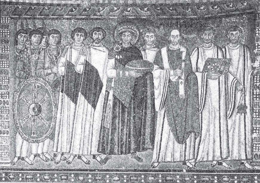 图4 圣维塔（拉文纳）教堂中的查士丁尼镶嵌画