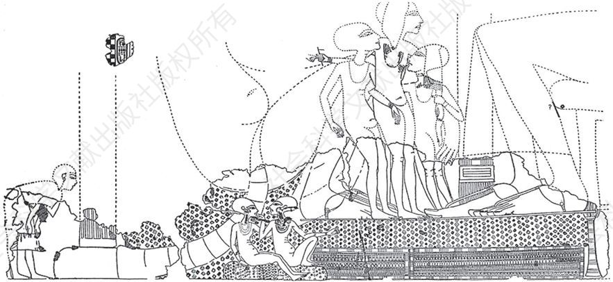 图7 家庭场景，诺尔曼·德·加里斯·大卫斯根据法老住所的著名画作绘制