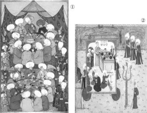 图5 《庆典实录》插图描绘中国瓷器在宴饮中的使用