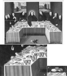 图12 《圣本托和乌鸦的晚餐》及其局部