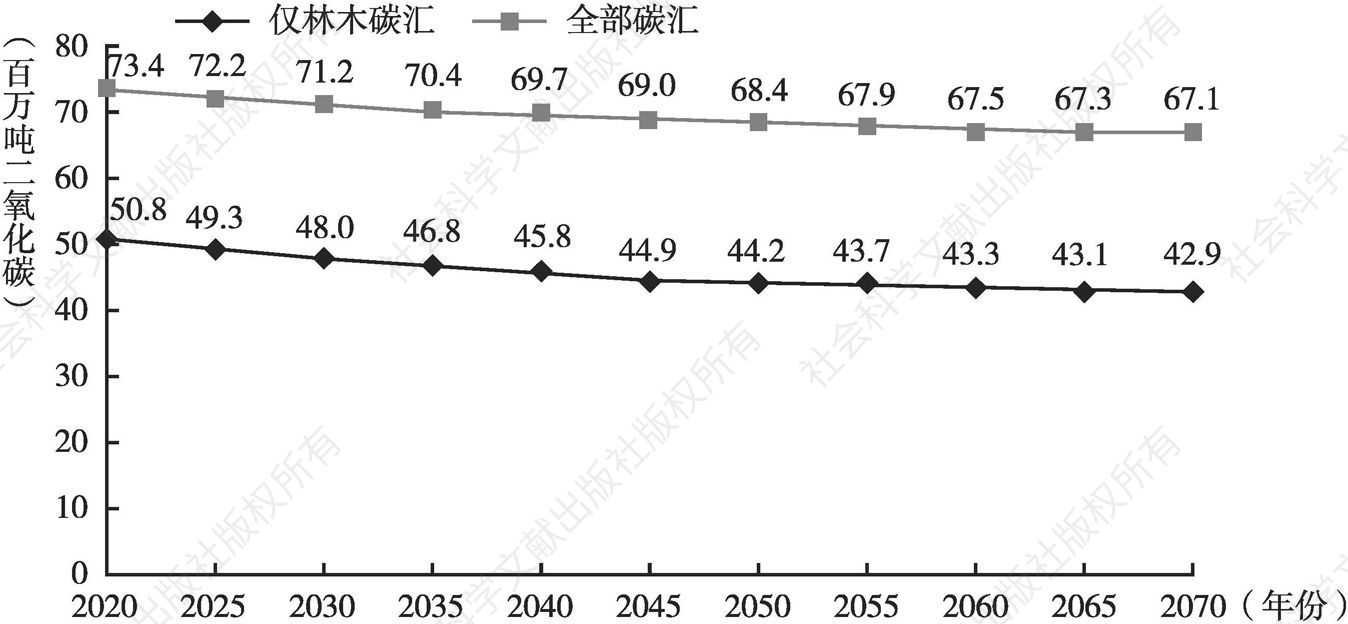 图2 福建省中长期碳汇能力预测