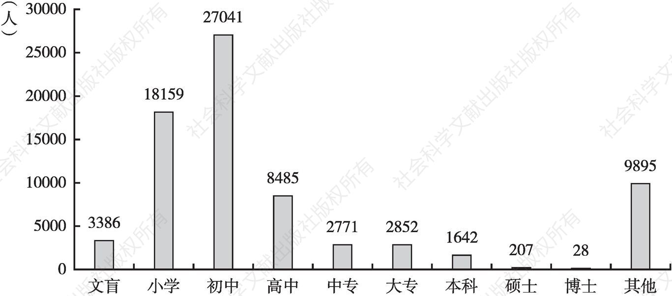 图4 就业年龄段残障者受教育程度分布