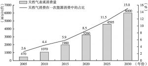 图6 2005～2030年中国天然气消费变化趋势