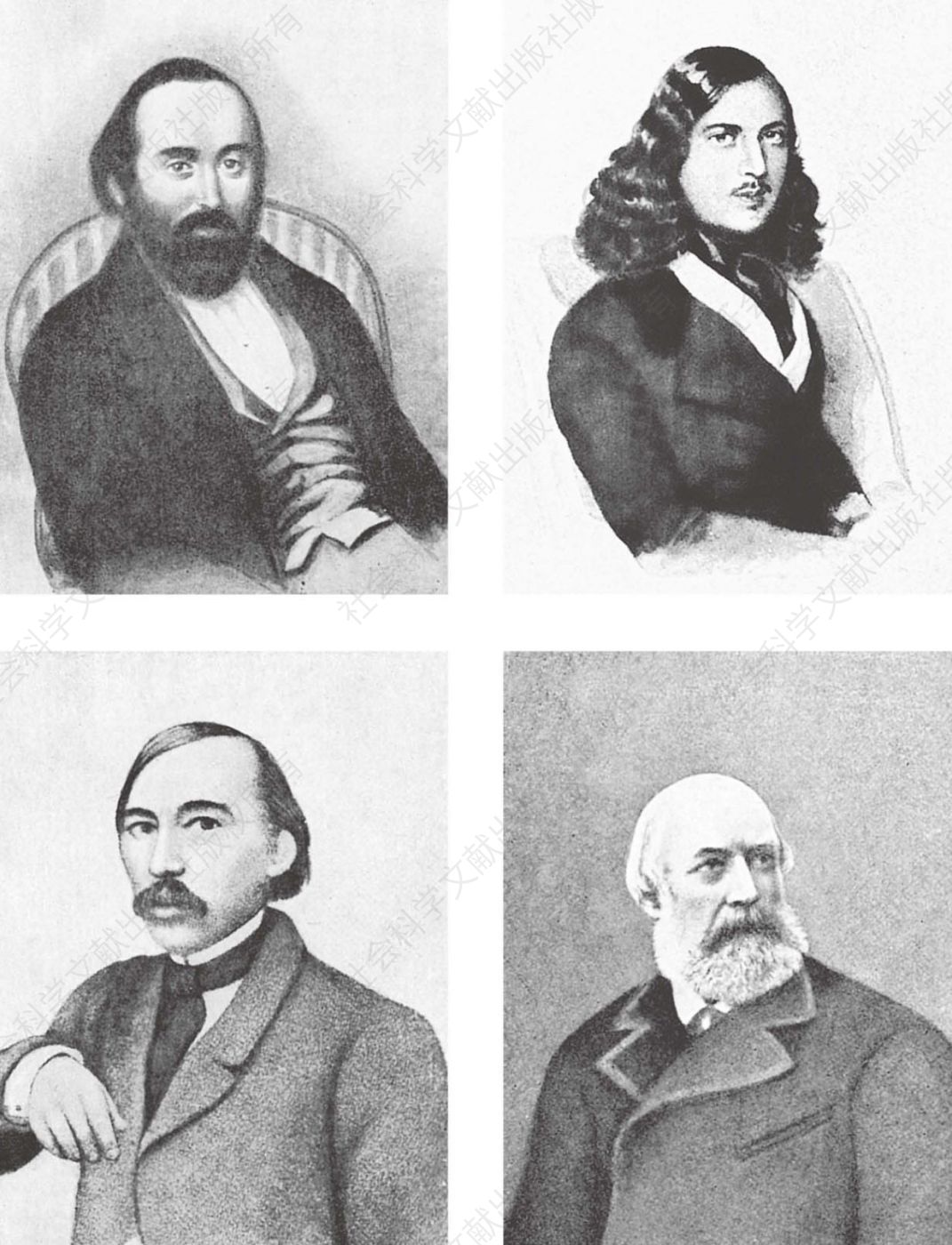 四位彼得拉舍夫斯基小组成员：M.B.彼得拉舍夫斯基，N.A.斯佩什涅夫，S.F.杜罗夫，A.I.帕尔姆