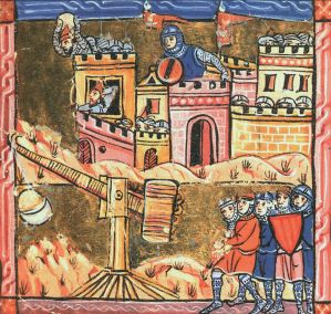 <italic>001</italic>//阿卡围攻战，1189—1191年。第三次十字军东征的部队使用一台威力巨大的配重式投石机来粉粹这座城市的城墙。